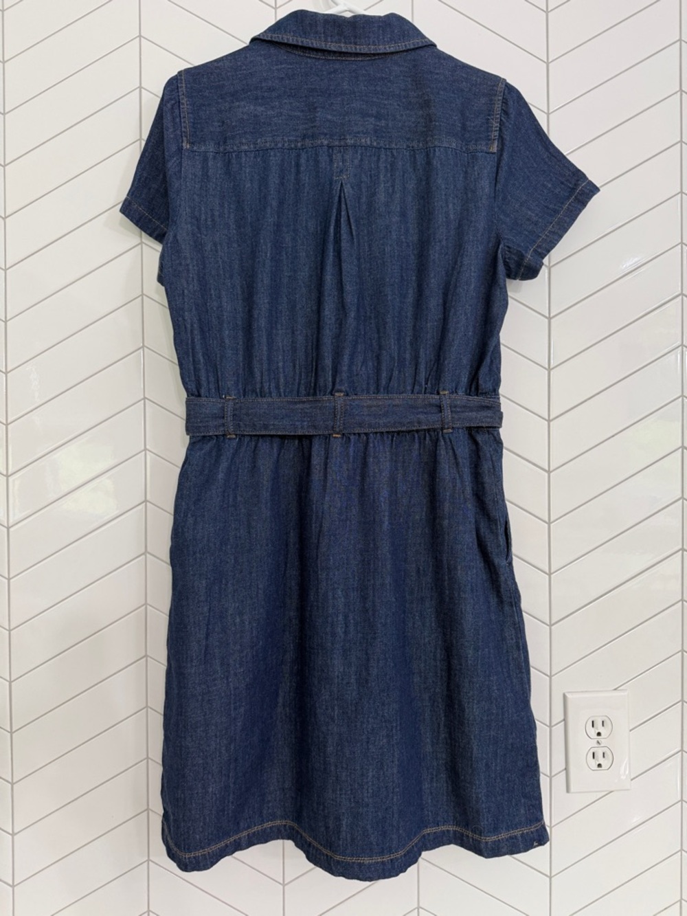 J.Crew Denim Shirt Dress Tie Waist – Classic Size 8 - Picture 3 of 4